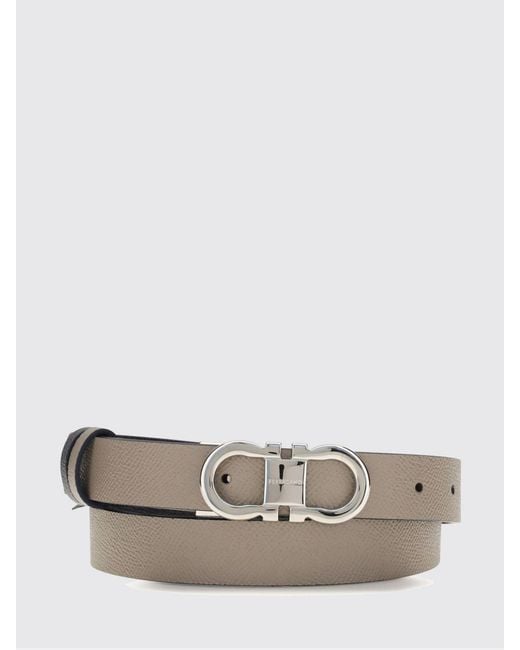 Ferragamo White Leather Belt With Gancini Buckle