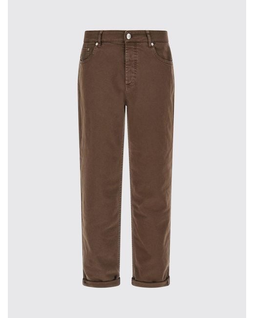 Brunello Cucinelli Brown Straight Stretch Denim Jeans for men