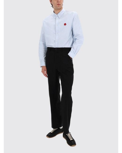 KENZO White Classic Cotton Shirt With Boke Flower for men