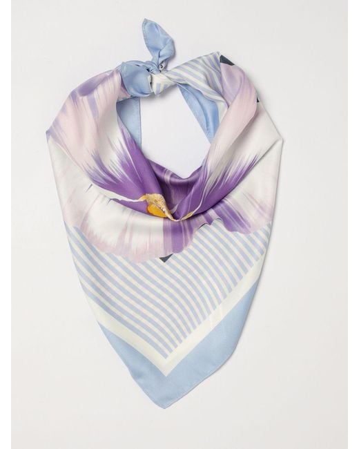 Liu Jo Blue Floral Animal Print Scarf