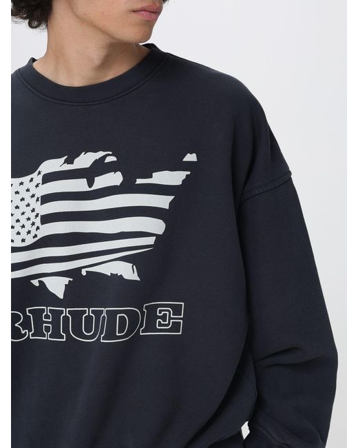 Sweat-Shirt À Col Rond En Coton Imprimé Rhude pour homme en coloris Blue