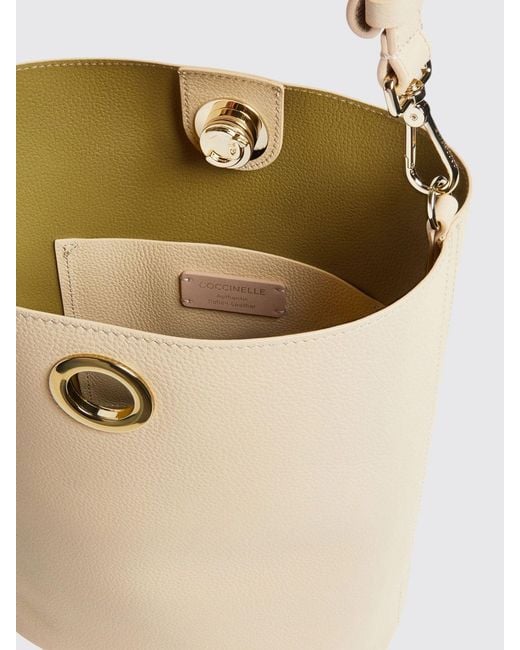 Coccinelle Natural Nikla Grained Leather Bucket Bag