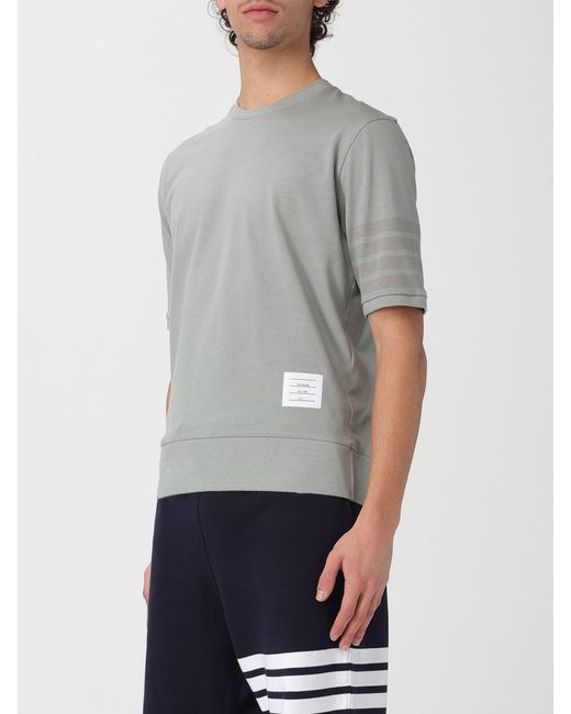 Thom Browne Gray Bar Cotton T-Shirt for men