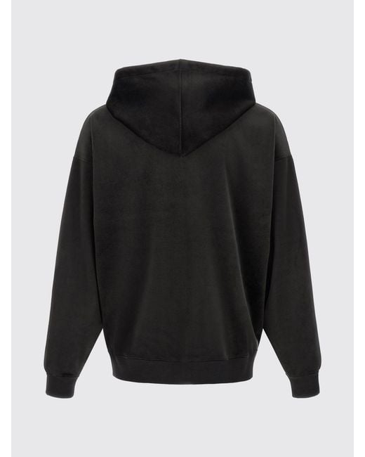 Y-3 Black Velvet Zip-Up Hoodie With Tone-On-Tone Logo for men