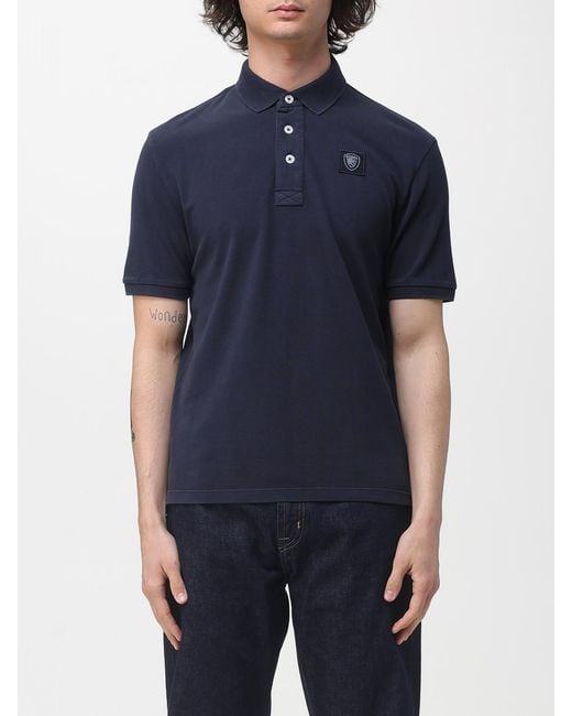 Blauer Blue Cotton Logo Polo Shirt for men