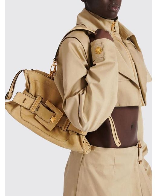 Balmain Natural Anthem Suede Bag