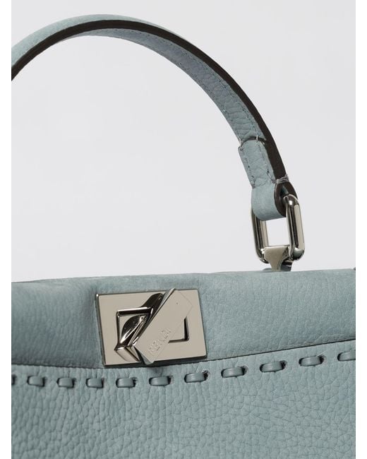 Fendi Blue Peekaboo Mini Grained Leather Bag