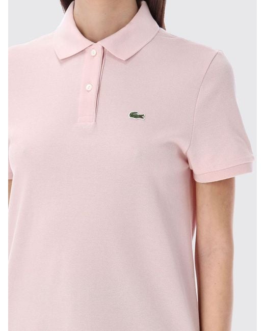 Lacoste Pink Cotton Polo Shirt With Logo