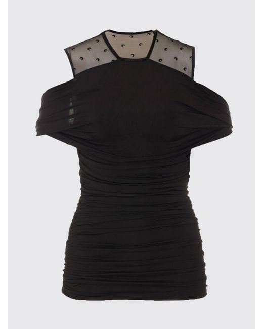 MARINE SERRE Black Draped Off-The-Shoulder Stretch-Viscose Top