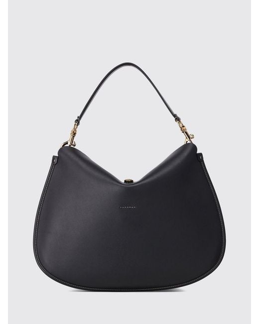 Etro Black Embroidered Calfskin Shoulder Bag With Buckle Closure
