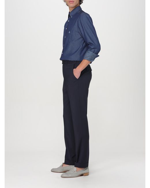 Etro Blue Cotton Shirt With Logo for men