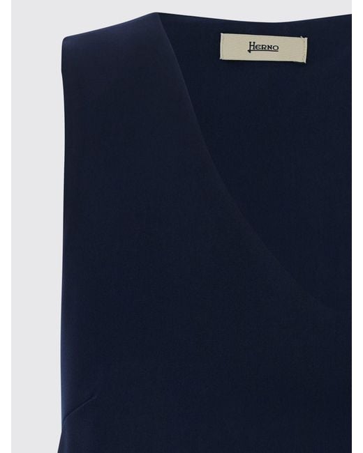 Herno Blue Sleeveless Viscose Top With V-Neck And Minimalist Design