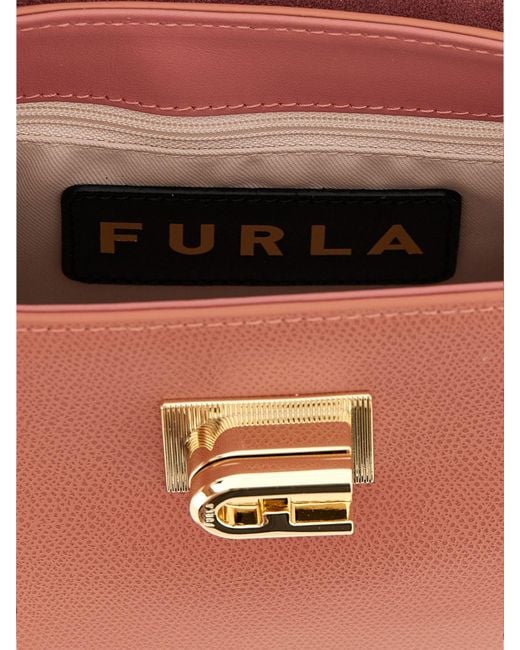 Furla Pink 1927 Mini Grained Leather Top Handle Bag With Removable Strap
