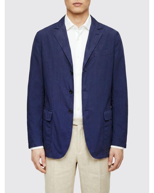 Aspesi Blue Single-Breasted Cotton Blazer for men