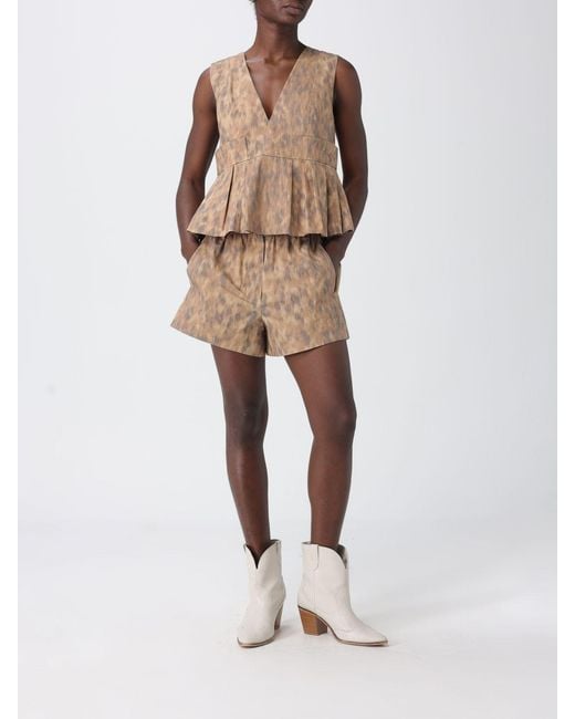 Ganni Natural Organic Cotton Animal Print Shorts