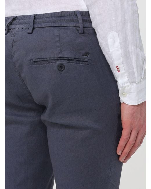 Mason's Blue Linen And Cotton Blend Drawstring Trousers for men