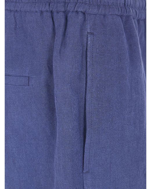 Emporio Armani Blue Linen Shorts for men