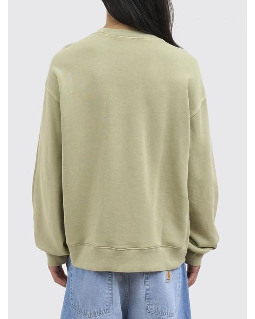 Carhartt Green Cotton Crewneck Sweatshirt With Logo for men