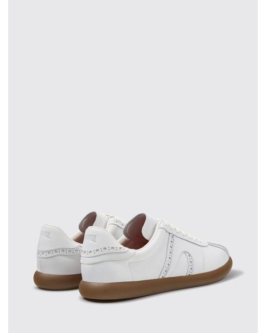Camper White Twins Calfskin Leather Trainers With Brogue Detailing And Tonal Logo for men