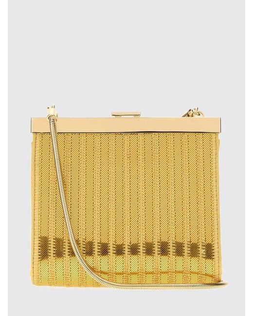 Alberta Ferretti Yellow Abstract Pattern Viscose Mini Handbag With Chain Strap