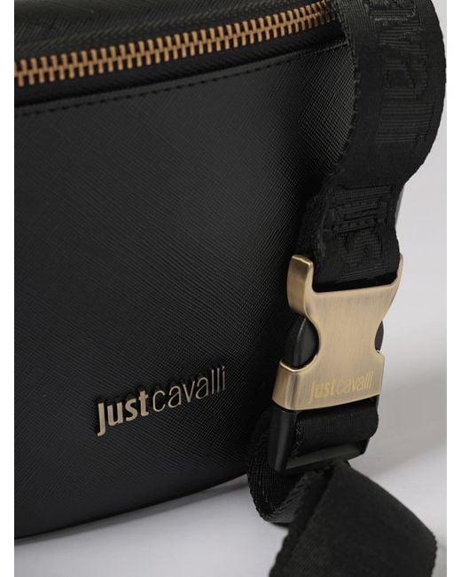 Just Cavalli Black Saffiano Faux Leather Belt Bag for men