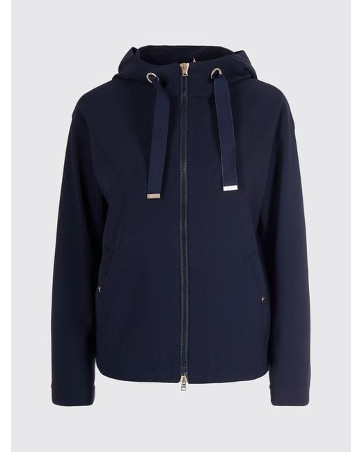 Herno Blue Short Hooded Nylon Windbreaker Jacket With Zip Closure
