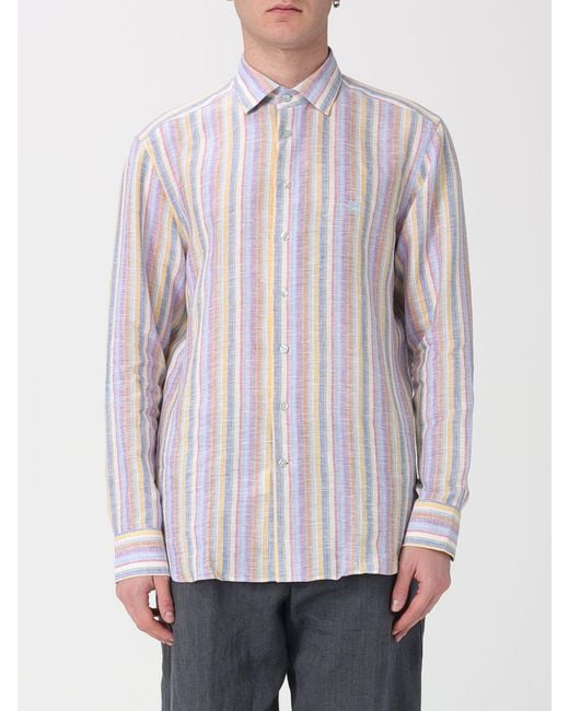 Etro Gray Striped Linen Shirt for men