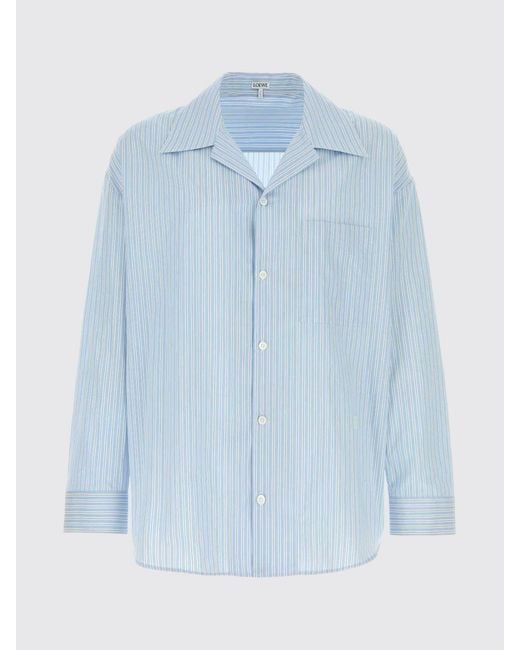 Loewe Blue Striped Cotton Casual Shirt for men