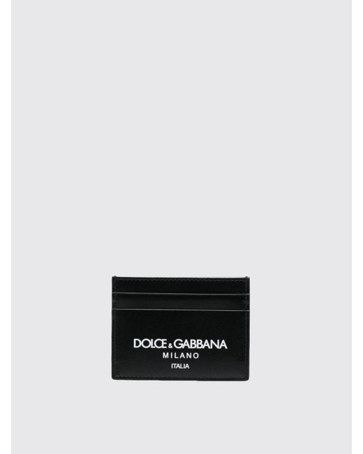 Portacarte di credito in pelle con logo a contrasto di Dolce & Gabbana in White da Uomo