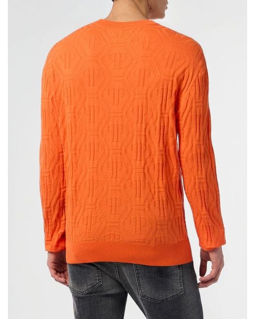 Philipp Plein Orange Sweater for men
