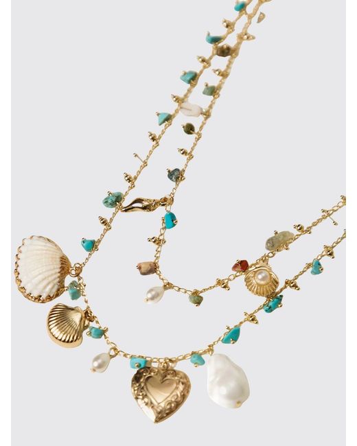 Twinset White Multi-Strand Necklace With Pearls And Shells