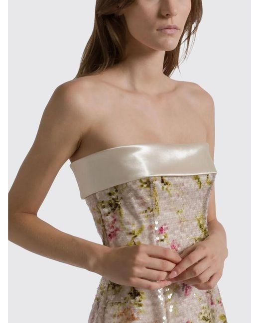 Alberta Ferretti Natural Sequin Mini Dress