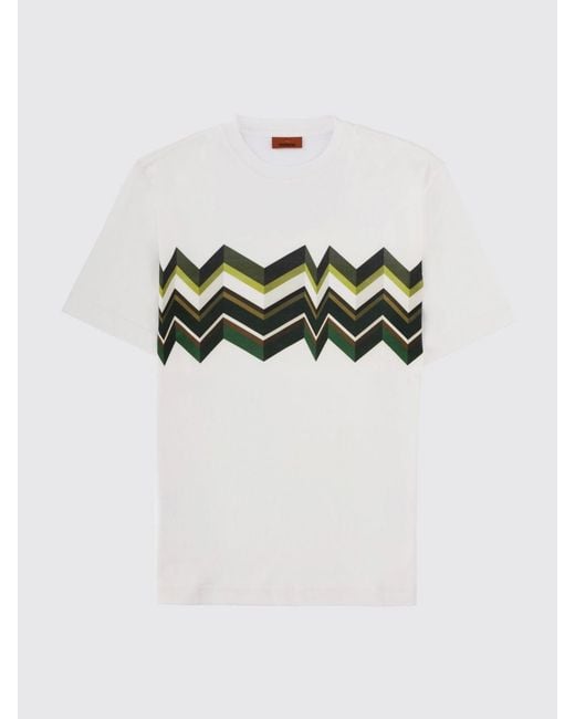 Missoni White Zig-Zag Cotton T-Shirt for men