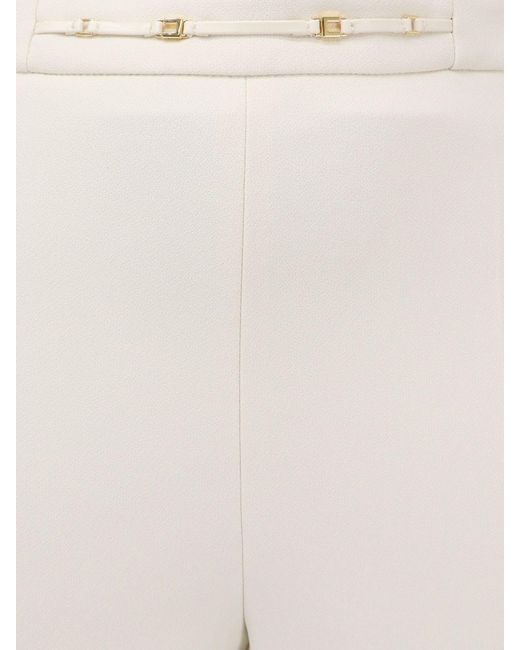 Elisabetta Franchi White Slim-Fit Cropped Crêpe Trousers