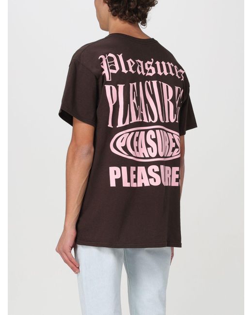 T-shirt in cotone con logo stampato di Pleasures in Black da Uomo