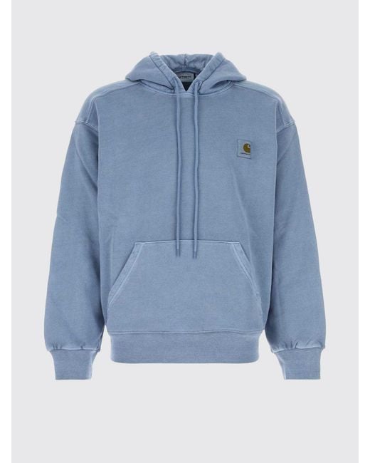 Carhartt Blue Cotton Logo Hoodie for men