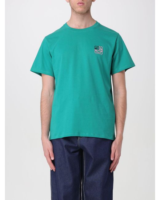 T-shirt in cotone a coste di Loewe in Green da Uomo