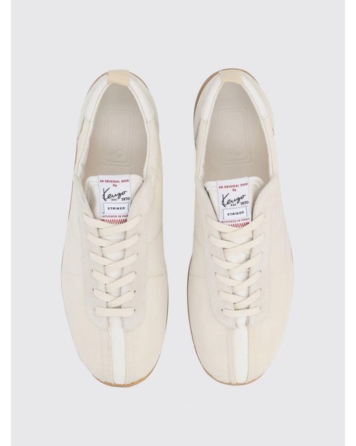 KENZO Natural Striker Bicolor Nylon Lace-Up Sneakers With Round Toe for men