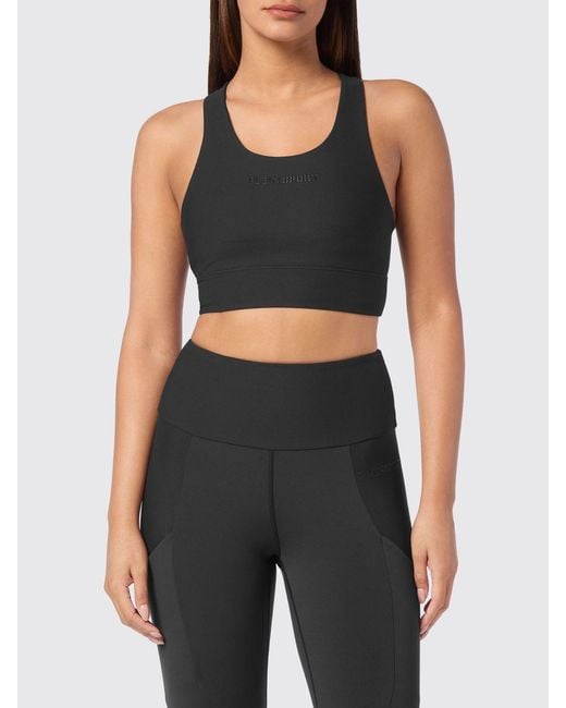 Philipp Plein Black Cropped Slim Fit Sports Top