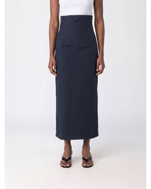 Paloma Wool Blue High-Waisted Midi Pencil Skirt