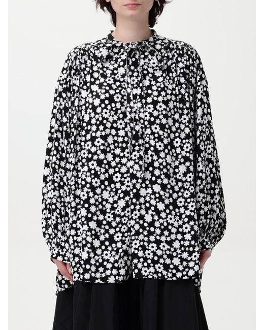 Marni Black Floral Print Blouse Long Sleeves Loose Fit