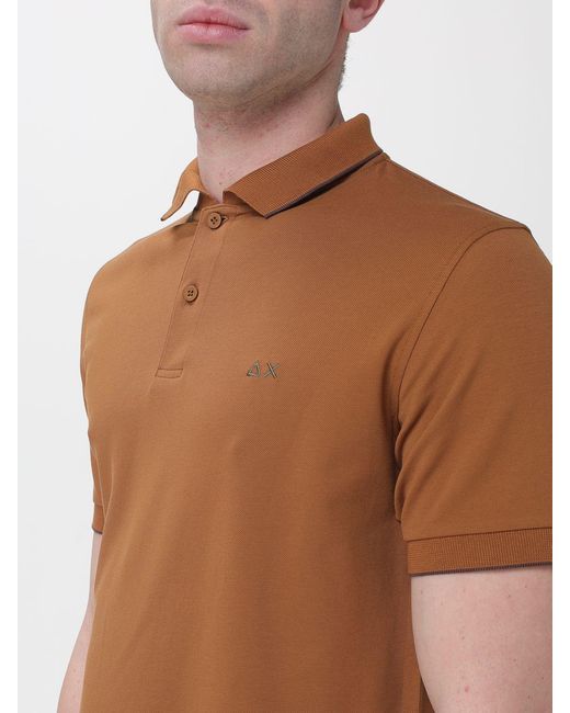Sun 68 Brown Cotton Polo Shirt for men