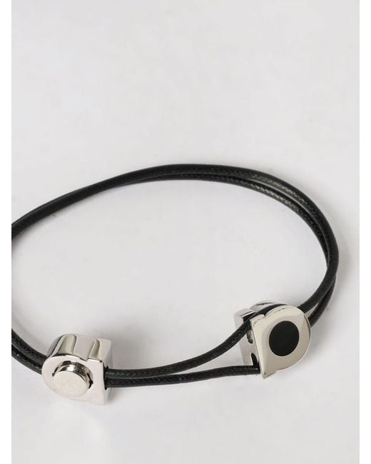 Ferragamo Gray Gancini Leather And Brass Bracelet for men