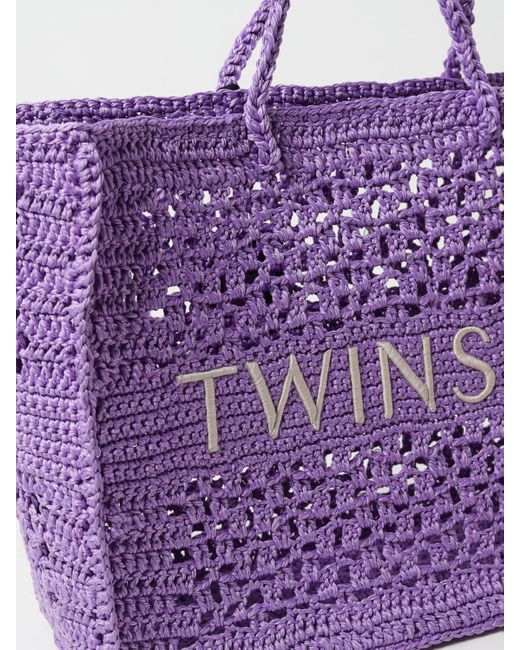 Twin Set Purple Tote Bags