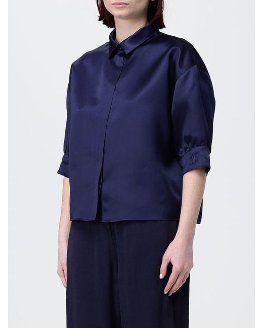 Alberta Ferretti Blue Silk Organza Shirt
