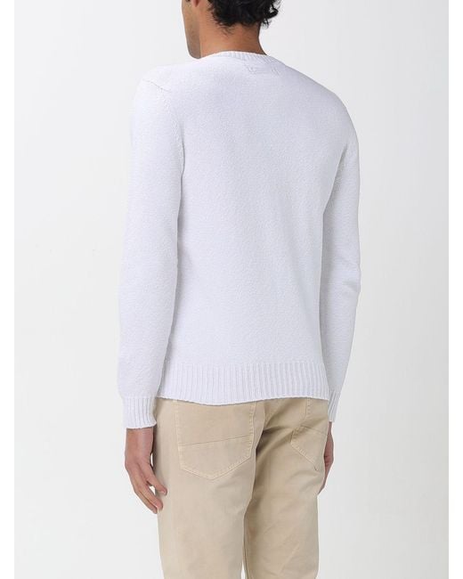Drumohr White Cotton Crewneck Sweater for men