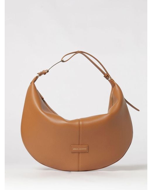 ARMANI EXCHANGE Brown Grained Faux Hobo Bag