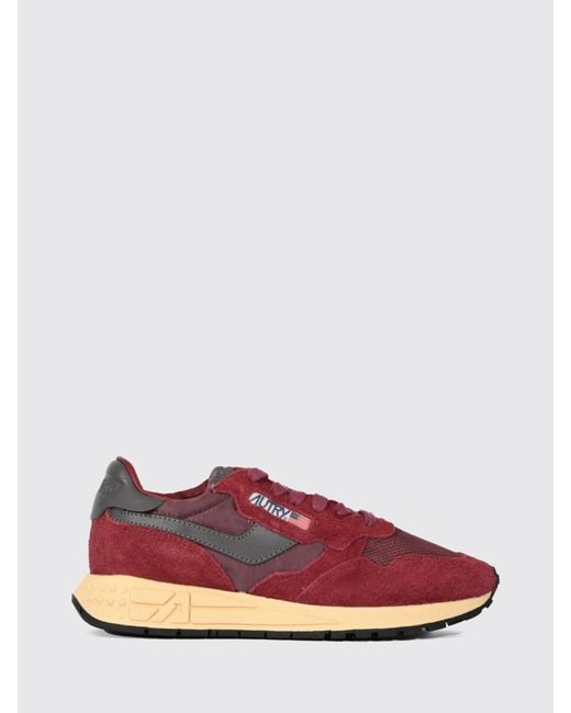 Autry Pink Reelwind Nylon And Suede Sneakers With Serrated Sole