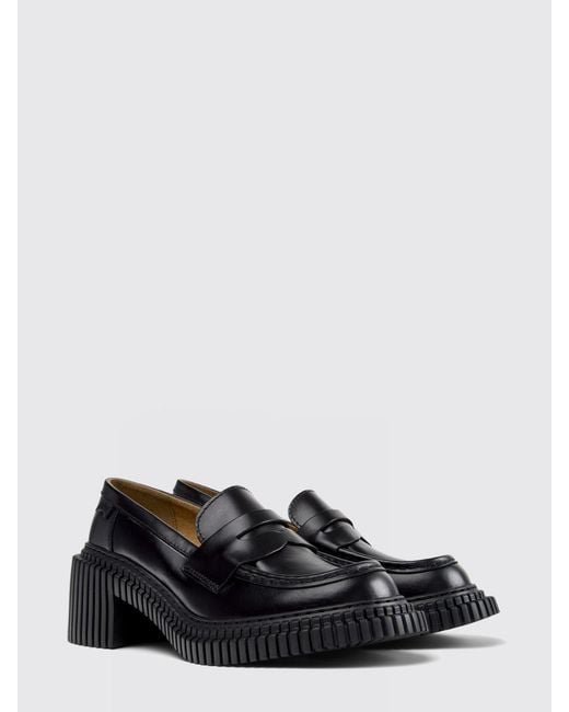 Camper Black Pix London Polished Leather Loafers