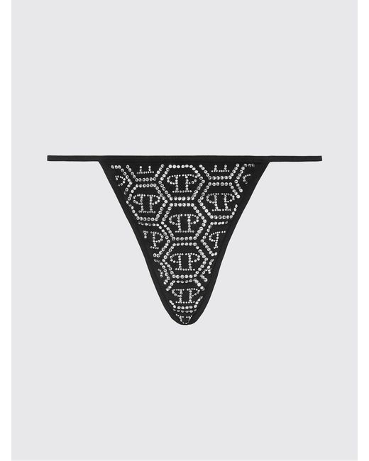 Philipp Plein Black All-Over Crystal Pp Thong